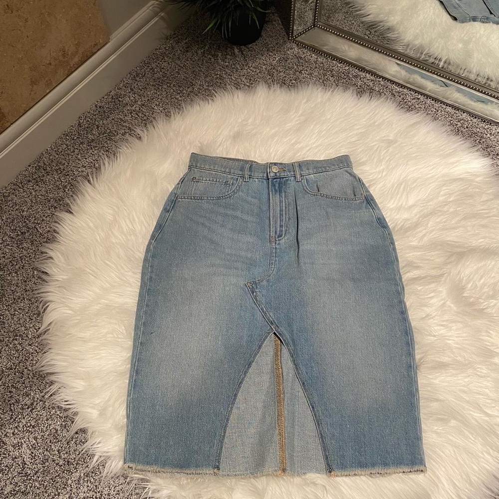 Dynamite denim midi skirt
